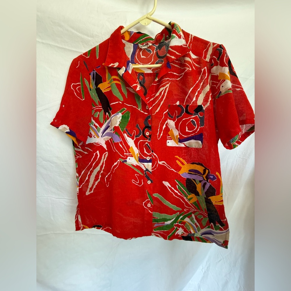 Vintage 1970s Campus Casuals of California Birds of Paradise Shirt